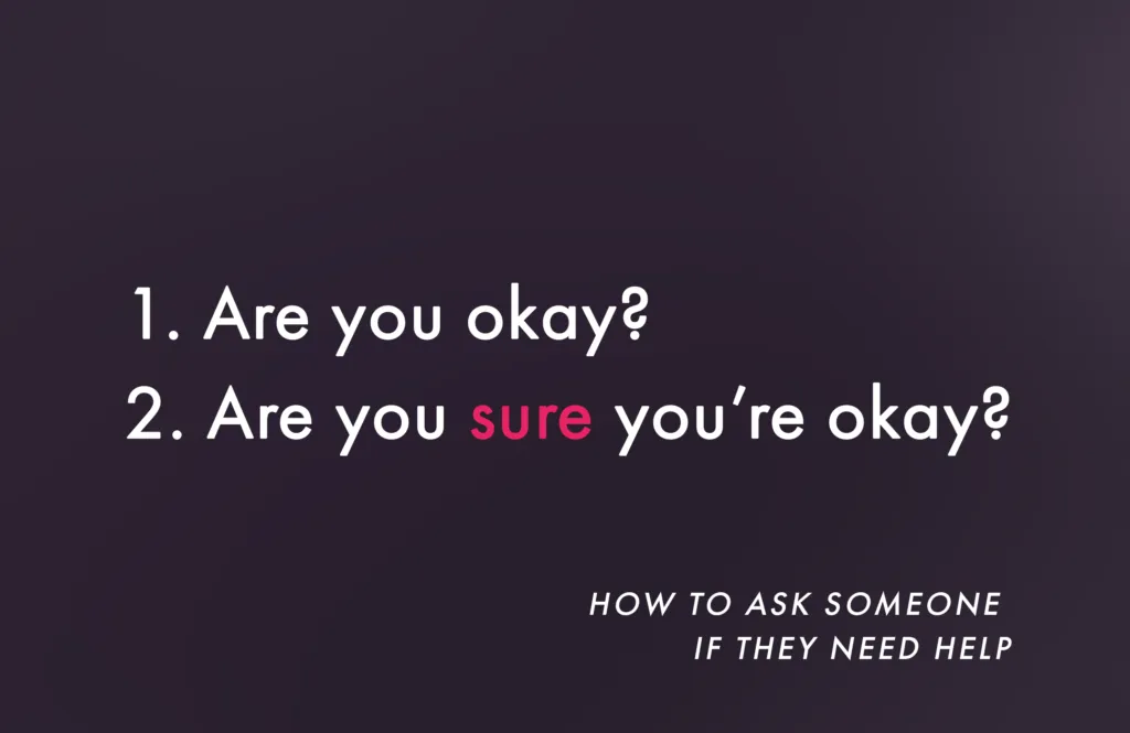 Graphic advising how to ask if someone is okay during a mental health discussion in a staff appraisal or one-to-one
