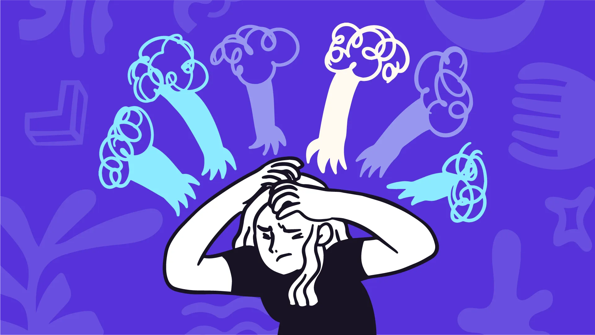 Illustration of an overwhelmed employee masking the effects of high-functioning depression at work