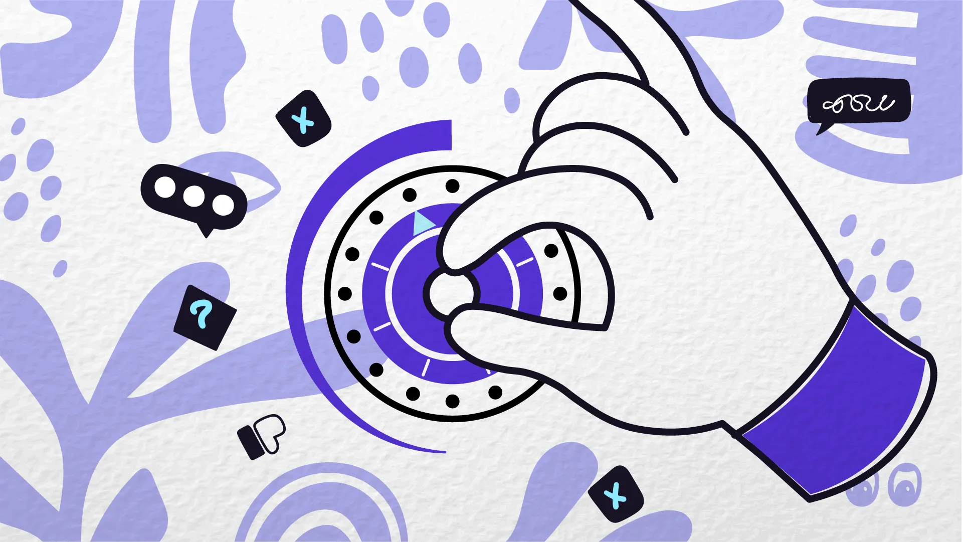 Illustration of a hand turning down a dial, showing how fearless feedback reduces workplace anxiety at Apple